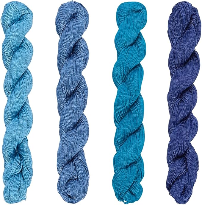 FREEBLOSS 4 Pcs Sashiko Thread Sashiko Skein 100M * 4 Colors Pure Cotton Embroidery Thread Japanese Sewing Threads Quilting & Embroidery Kit Supplies, Blue