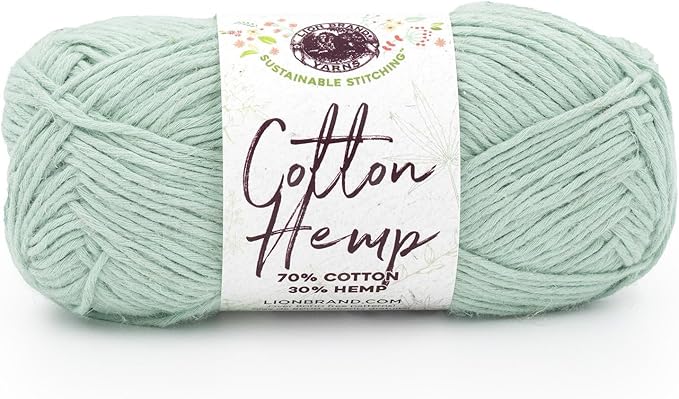 Lion Brand Yarn Cotton Hemp Soft, Durable Yarn for Crochet and Knitting, 1 Pack, Mint