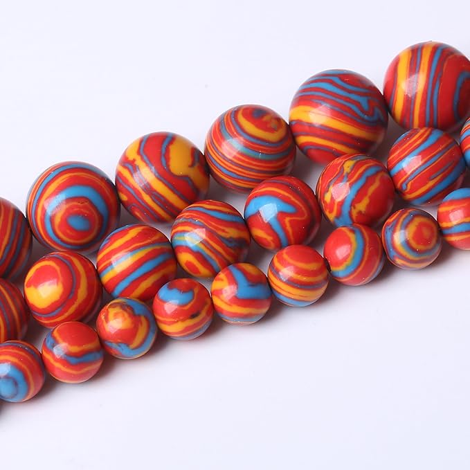 Red Yellow Blue Peacock Turquoise Stone Beads for Jewelry Making Gemstone Round Crystal Bracelet Necklace 1 Strand 15.5inch 4MM