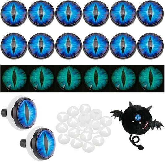 PH PandaHall 14mm Craft Safety Eyes, 20PCS Glow in The Dark Crochet Eyes Luminous Dragon Eyes Plastic Craft Crochet Eyes with Tray for DIY Crochet Stuffed Animal Teddy Bear Halloween Decor Making