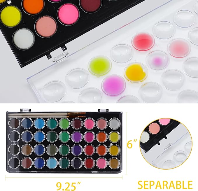 Artecho 36 Colors Watercolor Paint Set with 3 Brushes, Washable, Travel Design, Perfect for Card Making, Illustrations, Painting, Calligraphy