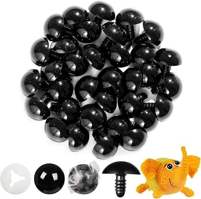 Vanblue 40pcs 24mm Upgraded Safety Eyes for Crocheting Amigurumi Eyes for Crochet Animals with Washers Craft Eyes Doll Eyes Stuffed Animal Eyes Gift for Crochet Lovers Halloween Decorations