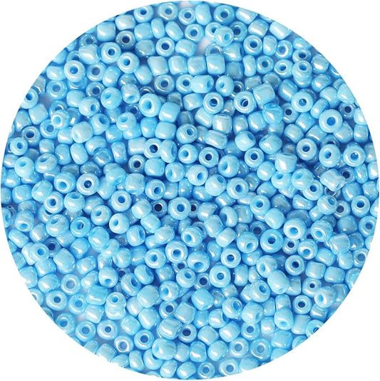 Bala&Fillic Opaque Light Blue Pearl Color 4mm Seed Beads About 1200pcs/100Grams in Bag, 6/0 Glass Craft Beads for Making Bracelet and Necklace (Light Blue Pearl)