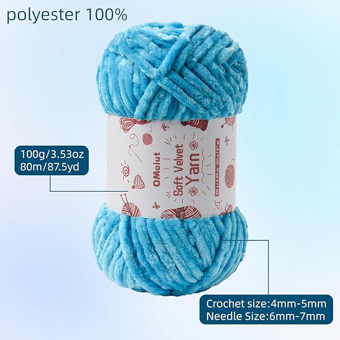 12 Pack Chenille Chunky Yarn - Baby Yarn for Crocheting Soft - Red Purple Green Pink Gray Blue Black White Velvet Yarns Crochet Blanket - Amigurumi Yarns Pack with Crochet Accessories G