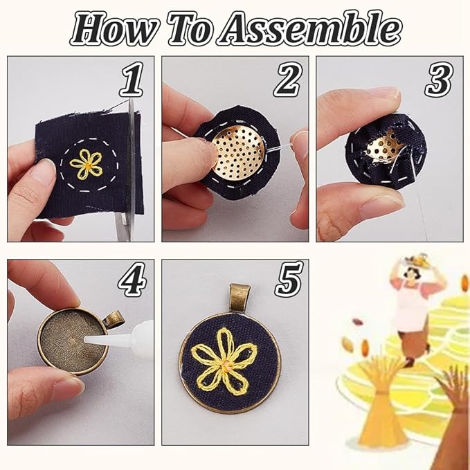 GOMAKERER 10 Sets Round Bezel Pendant Trays, 1 Inch Pendant Blank Frame for Embroidery Alloy Tray Charms Bulk DIY Jewelry Making Kit for Necklace DIY and Crafts Projects, Antique Silver