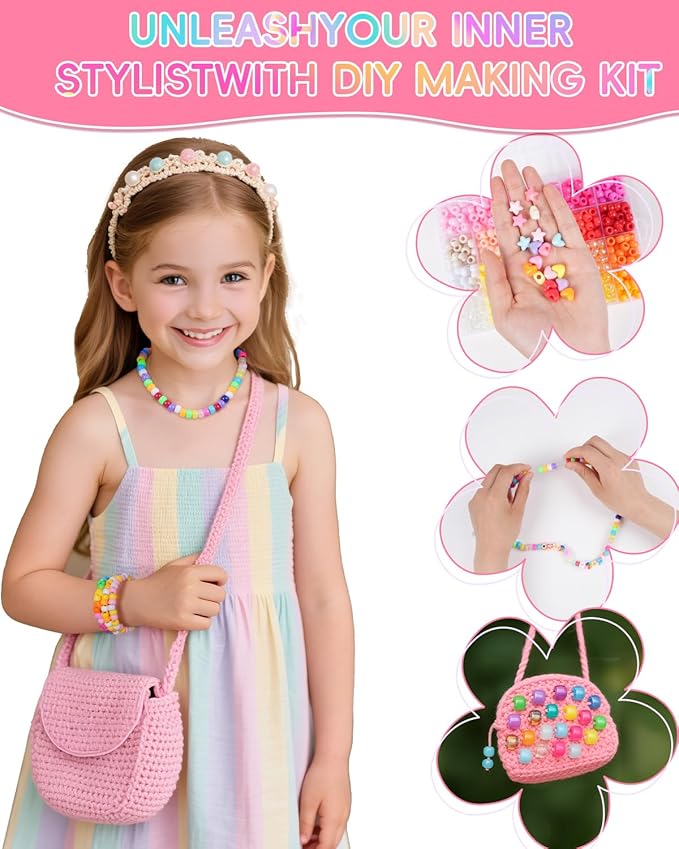 BestNow Pony Beads Bracelet Making Kit 48 Colors Friendship Bracelet Craft Kit with Alphabet Beads DIY Creative Gift for Bracelets Kandi for Girls boy Ages 6 7 8 9 10 11 12