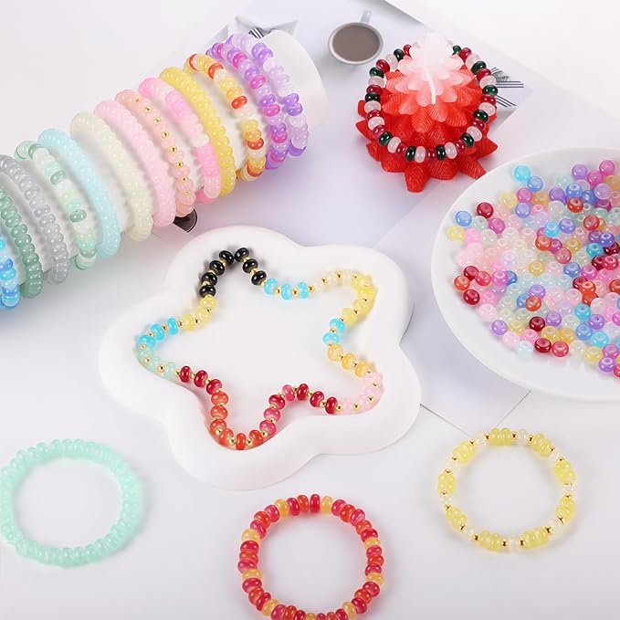 720pcs Abacus Glass Beads for Bracelet, Crystal Beads for Jewelry Making, 24 Colors Gemstone Rondelle Beads Spacer Bead for Bracelet Necklace DIY Crafts Jewelry Making, 5x8mm