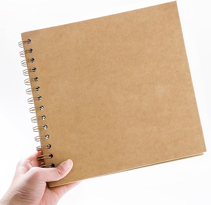 Scrapbook 10 x 10 Inch DIY Photo Album, Memory Book for Parents and Kids, Hardcover Kraft Paper Brown 20 Sheets/ 40 Pages