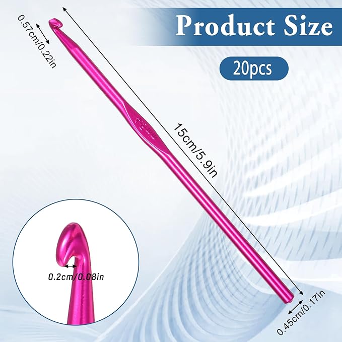 Crochet Hooks, 20 Pcs 4.5mm Crochet Hook US Size 7 Aluminum Knitting Needles Crochet-Supplies for DIY Yarn Crafts Beginners (Rose Red)