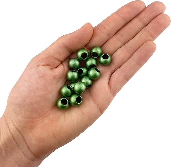 300 acrylic large hole beads for crafts 10mm x 12mm acrylic barrel beads with 5.7mm large hole, matte green