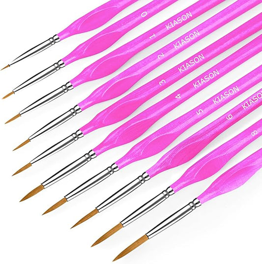 10PC Miniature Paint Brush for Fine Detailing, Detail Paint Brush,Small Painting Brushes for Art, Crafts, Acrylic, Watercolor, Model, Face, Paint by Number, Figurine (Magenta)