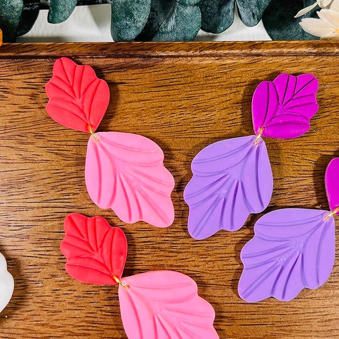 Xaekicr Polymer Clay Cutters Leaf & Feather Shapes – 2 Sizes Clay Earring Cutters for Polymer Clay Jewelry, Molds and Tools for DIY Dangle Earrings
