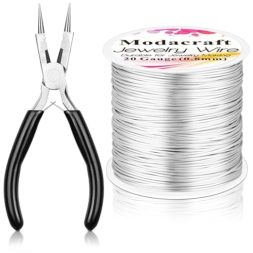20 Gauge Silver Jewelry Making Wire with 4 in 1 Plier modacraft 82FT Craft Wire 0.8mm Tarnish Resistant Copper Wire Beading Wire for Jewelry Making Supplies and Crafting