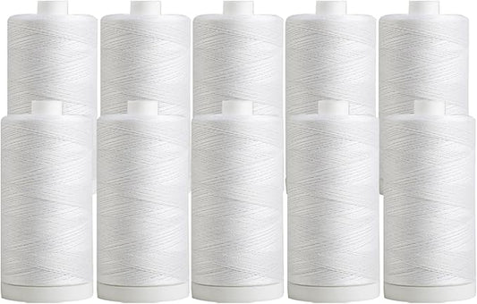 connecting threads 100% cotton thread sets - 1200 yard spools (set of 10 - white)