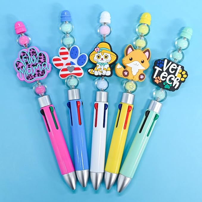 Silicone Focal Beads for Pens Cat Accessory Kit 60 Pcs Colorful Round Beads for Keychain Making Bracelet Necklace Handmade Crafts