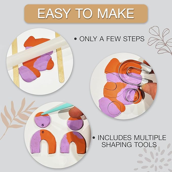 JOiFULi 132 Pc- Complete DIY Friendship Craft Set for Teens, Ages 12+ Aesthetic Polymer Clay Earring Jewelry Craft Making Set
