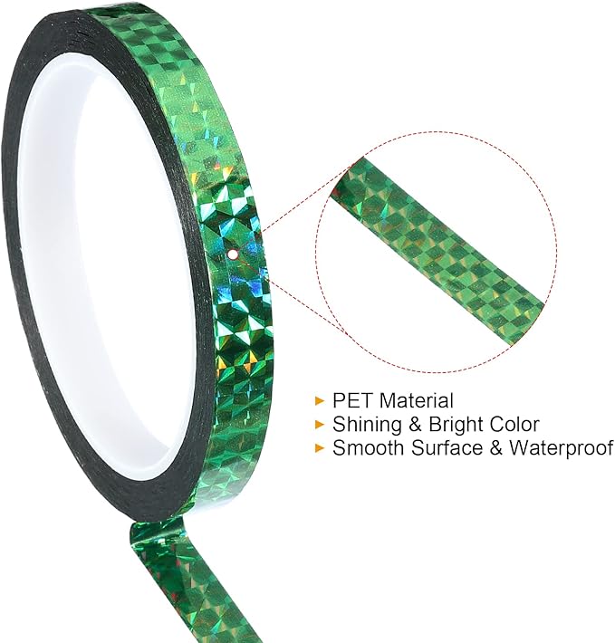 PATIKIL Prism Tape 0.5 Inch x 55 Yards, Holographic Metalized Reflective Adhesive for Detailing Accent Wall Decor Art, Green