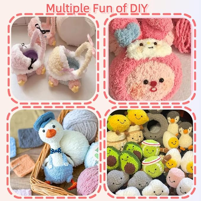 Plush Crochet Yarn for Beginner, 10 Assorted Colors Fluffy Blanket Yarn for Amigurumi and Crocheting 17.6Oz/87.5yds