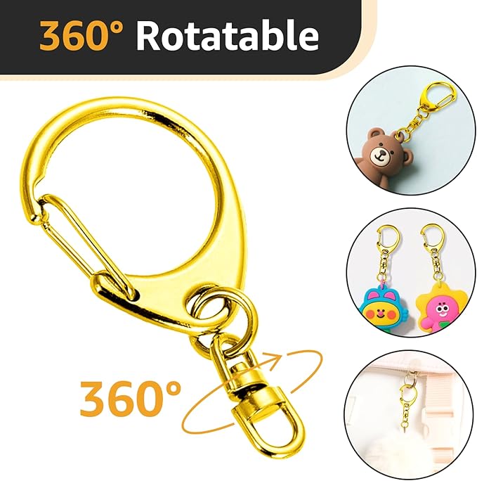 Roctee 50 pcs Lobster Clasp Key, Keychain Clip, Swivel Clasps Lanyard Snap Hook, DIY Crafts Key Chain, Lobster Claw Clasp (Silver)