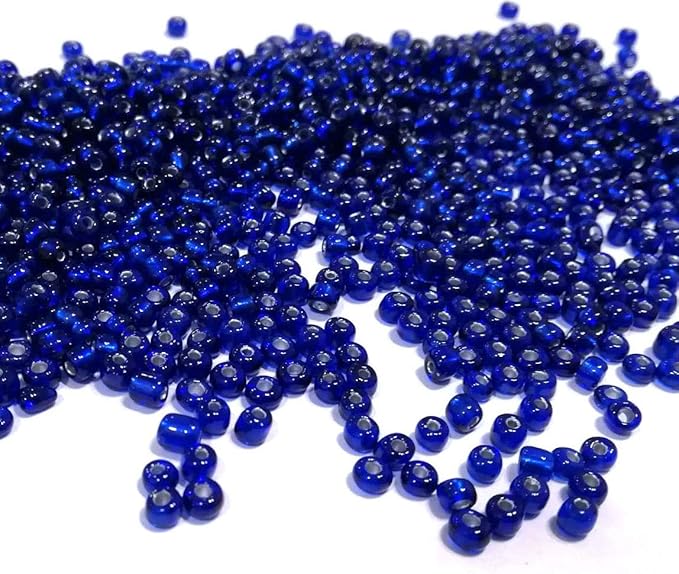 Perlin Glass Seed Beads 4mm 6/0 Round 1100pcs Mini Small Pony Spacer Beads Kit for Jewelry Making Earrings Bracelets Pendants Waist DIY Handmade (Royal Blue Silver Lined)