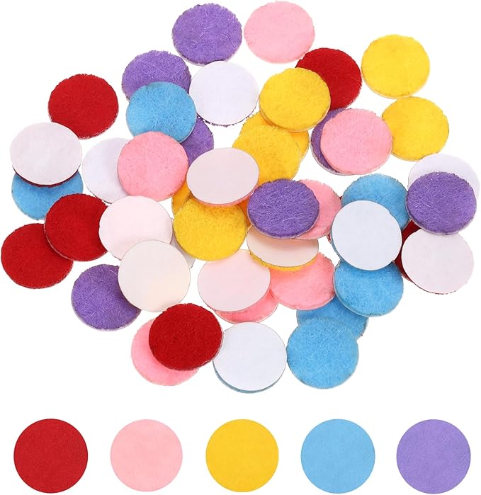 uxcell 100 Pcs Adhesive Felt Circles, 1/2" Round Non-Woven Felt Pads Stickers Dots Pre Cut for DIY Crafts Sewing Handcraft Costume Holiday Decoration, Red, Pink, Yellow, Sky Blue, Purple