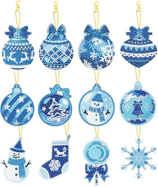 Diamond Painting Keychains Kits, Double Sided Diamond Art Keyrings for Adults, DIY Art Key Rings Ornaments Kits