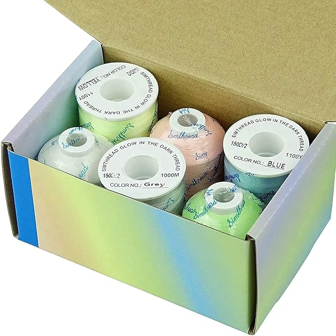 Simthread Glow in The Dark Thread, Polyester Embroidery Thread, 5 Spools 550 Yards Each, for Home Embroidery and Sewing Machine