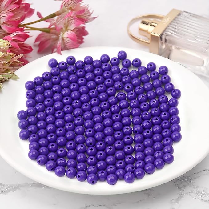 bonny boxx 200pcs 10mm smooth deep purple acrylic round beads, plastic resin bubblegum balls chunky gumball beads for necklace and bracelet making, crafting supplies