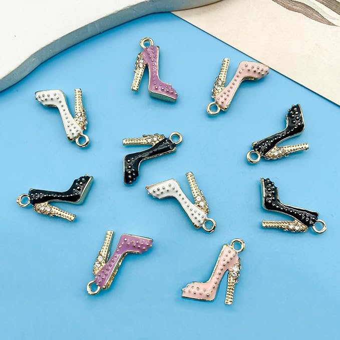 Youdiyla 20pcs Alloy enamel high heels set series Pendant Jewelry Making DIY Keychain Earrings Pendant Various Design Charms for Jewelry Making Bracelets Necklace (SN445)