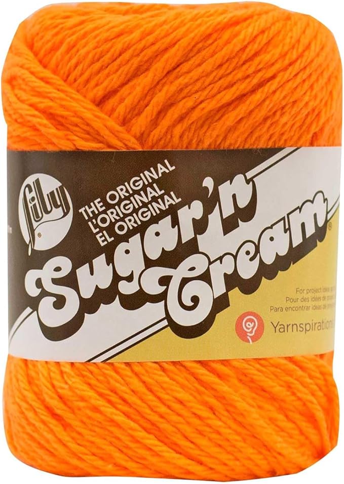 Lily 10200101628 Sugar 'N Cream The Original Solid Yarn, 2.5oz, Medium 4 Gauge, 100% Cotton - Hot Orange - Machine Wash & Dry