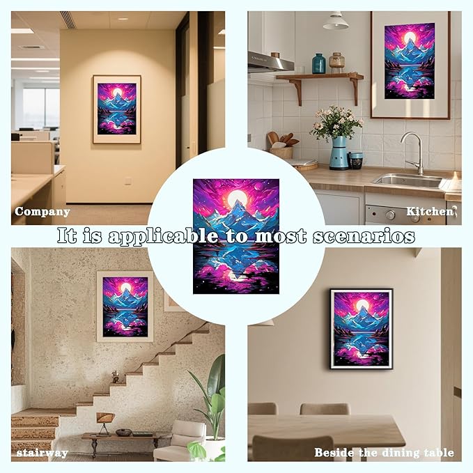 DOTZSO Landscape Diamond Painting Kits for Adults, Easy DIY 5D Round Full Drill Diamond Art kit Diamond Dot Crystal Gem Art and Craft for Beginners Home Wall Decor 12x16 Inches