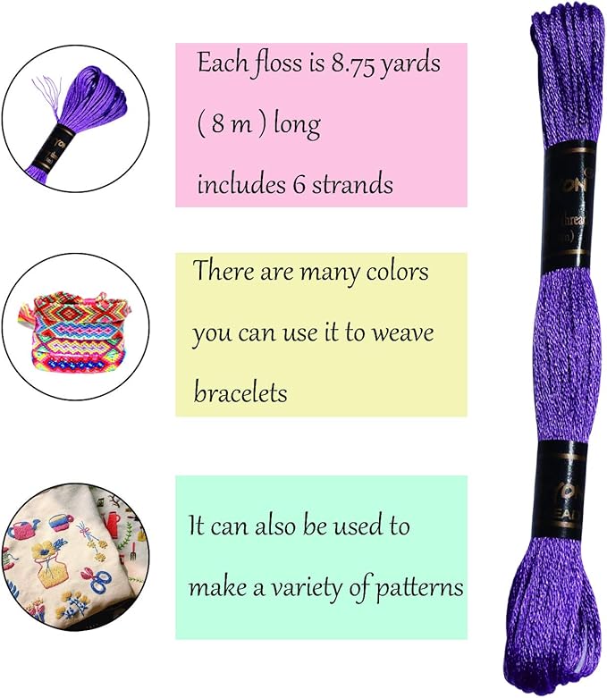61 Rainbow Colors Embroidery Floss - Friendship Bracelet String - Embroidery Thread for Cross Stitch, Hand Embroidery, String Art