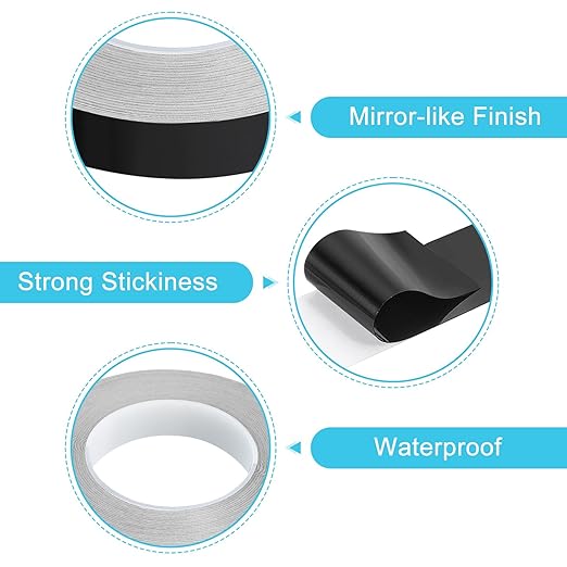 uxcell Metallic Tape, 0.78 in x 164 ft Self Adhesive Metalized Polyester Film Tape Waterproof Shiny Washi Tape for Walls Graphic Arts Gifts Wrapping Crafts Decoration, Gloss Black