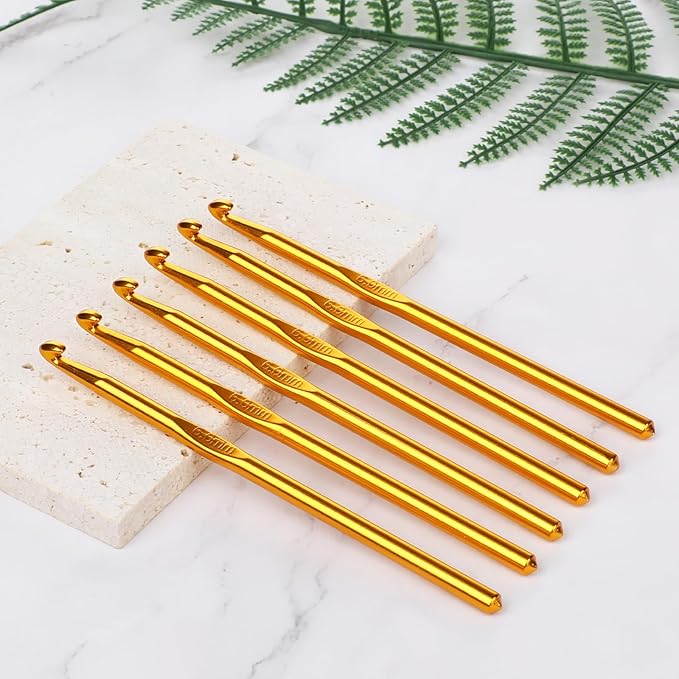 12PCS 6mm Crochet Hook, Aluminum US J/10 Small Crochet Hooks, Crochet Hooks for Beginners, Knitting Crochet Needles for Yarn Craft