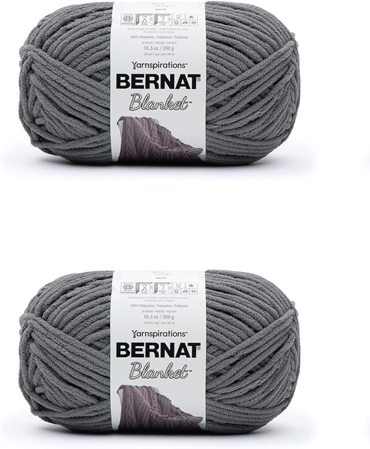Bernat Blanket Dark Gray Yarn - 2 Pack of 300g/10.5oz - Polyester - 6 Super Bulky - 220 Yards - Knitting/Crochet