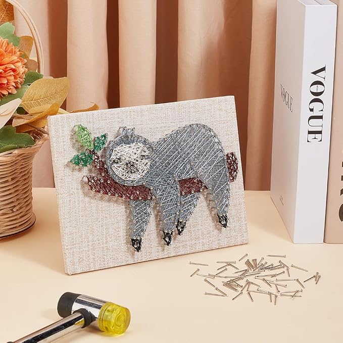 WEBEEDY DIY String Art Kit for Adults Beginners, Cute Sloth Animal Nail String Craft Kit, Include All Necessary Accessories and Frame for Christmas Mother's Day Valentine's Day Home Wall Decor Gift