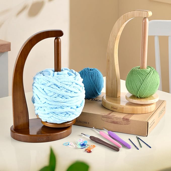 FLYKEY Model Magnetic Pendulum Wooden Yarn Holder for Crocheting,Yarn Storage Organizer with Yarn Spinner for Balls,Delightful Surprise Gift for Knitting Lovers by ARTOWELL