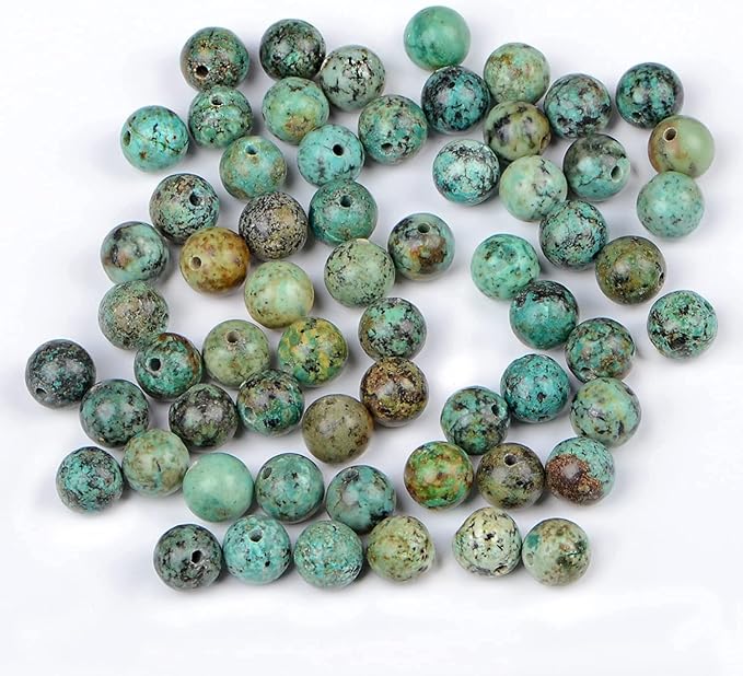 bymitel 210pcs natural crystal beads stone gemstone round energy healing loose beads with stretch cord for jewelry making bracelets anklets (african turquoise, 4mm 210pcs)