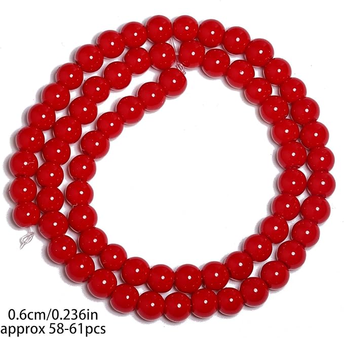 Stone Beads, 60pcs Red Agate, 6mm Round Loose Beads for Jewelry Making, Bracelets, with Bag, String & Card