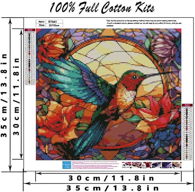 hummingbird stamped cross stitch kits hummingbird cross stitch patterns,dimensions cross stitch kits embroidery kit arts and crafts for beginners 13.7x13.7 inch