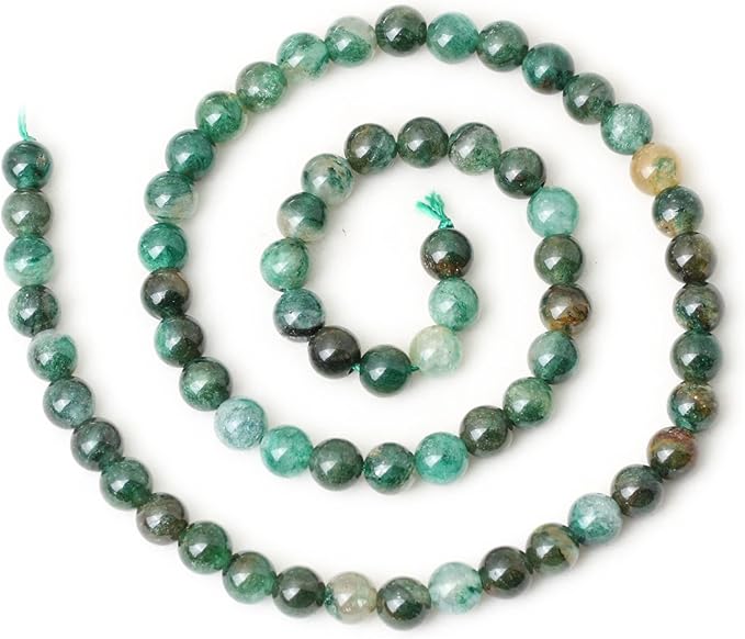 cheavian 60pcs 6mm natural green mica gemstone smooth surface round loose beads for jewelry making 1 string 15 inches