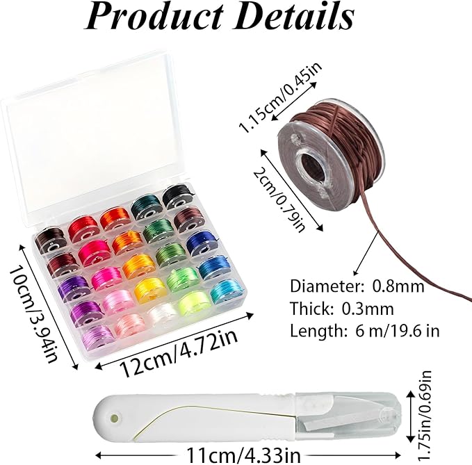 25 Colors 0.8mm Elastic String Cord for Bracelets, Elastic Cord Thread with Scissors Stretchy String Kit for Jewelry Making Necklaces Beading and Crafts