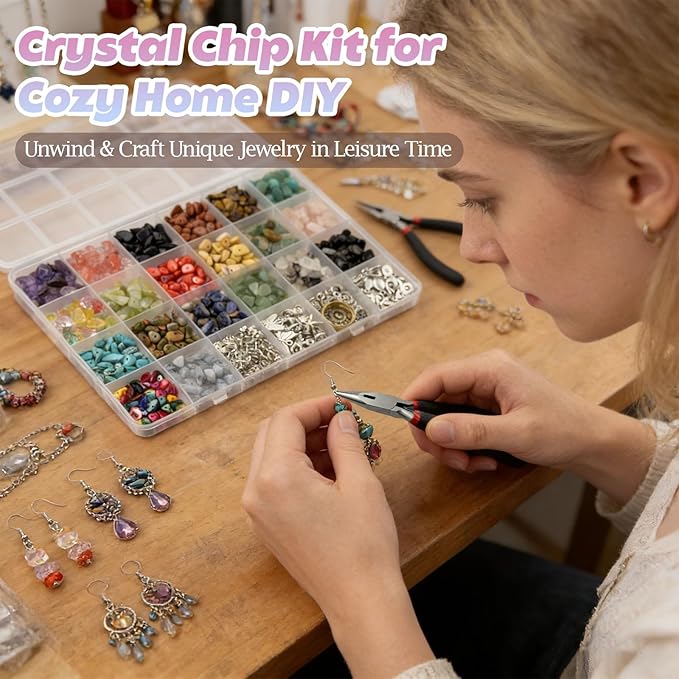 Queenme Jewelry Making Supplies Kit: 1200pcs Crystal Beads for Adults DIY Bracelet & Earring Making – Complete Craft Tools Set for Women Home Hobbyists