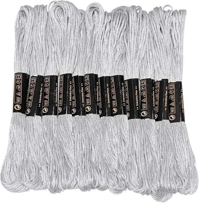 12 Skeins Embroidery Floss, Grey Color, Cross Stitch Embroidery Thread, Bracelet Making Yarn, Craft Floss