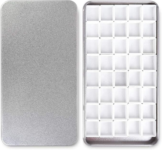 40Pcs Empty Half Pans with Magnetic Stripe Watercolor Paint Travel Tin Palette Case, Artist Paints Kits for DIY Watercolor Oils or Acrylics Painting Art Drawing