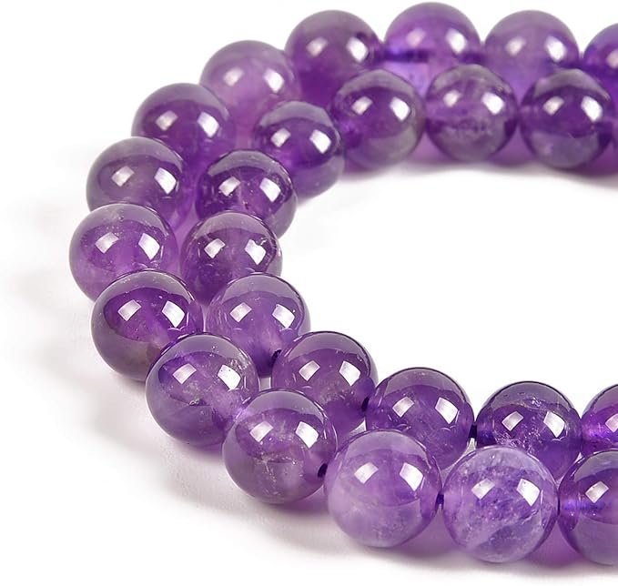 45pcs 8mm Natural Lt. Amethyst Gemstone Round Spacer Loose Stone Beads for Jewelry Making 15.5" 1 Strand (Lt. Amethyst, 8mm 45Beads)