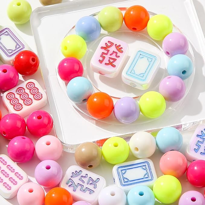 16mm Acrylic Color Beads Chunk Bubblegum Beads Beads for Pens,Mahjong Beads,Jumbo Plastic Beads for Necklace Jewelry Bracelets DIY Crafts Making (Color)
