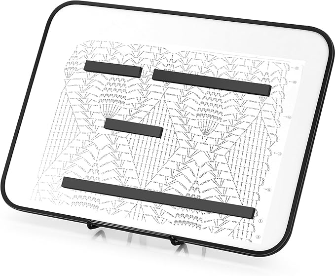 flutesan 8 x 12 inches knitting pattern holder with 4 replacement magnets knitting chart keeper magnetic board cross stitch supplies for crochet(black border)