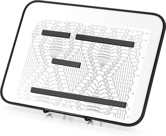 flutesan 8 x 12 inches knitting pattern holder with 4 replacement magnets knitting chart keeper magnetic board cross stitch supplies for crochet(black border)