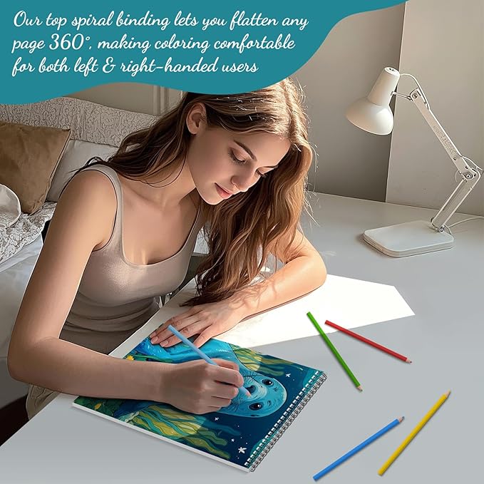 Ocean Coloring Books for Adult Coloring Book for Women Spiral Bound Page One Sided Design Gifts Arts and Crafts for Women to Relax, Anxiety and Depression 30 Colorful Coloring Pages of Ocean Wonders